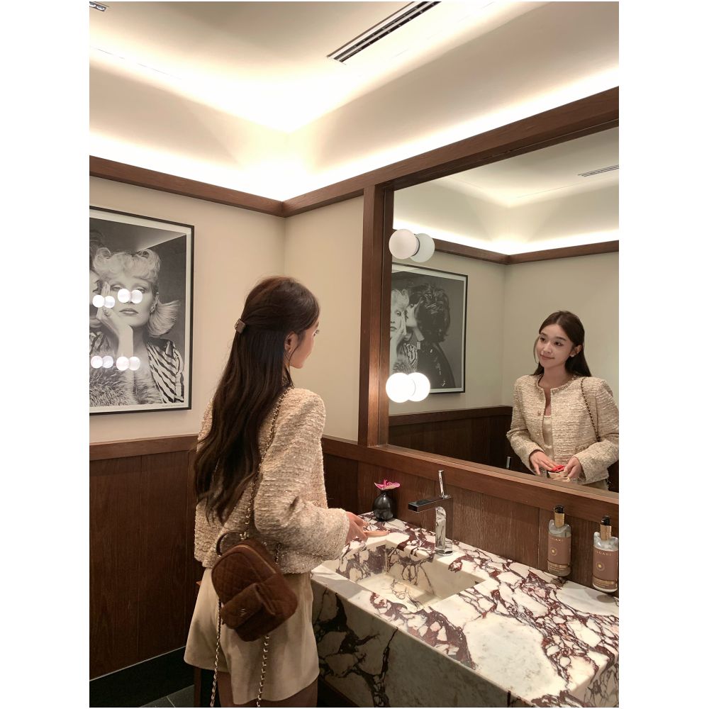 Cchen Chen Fragrance Princess Coarse Floral Small Fragrant Coat Round Neck High End Slimming Style Top image 4