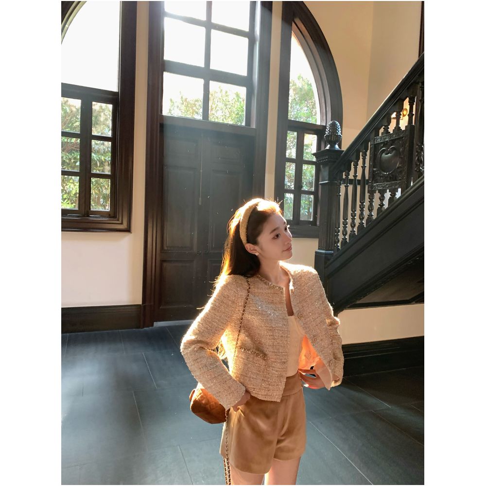 Cchen Chen Fragrance Princess Coarse Floral Small Fragrant Coat Round Neck High End Slimming Style Top image 10