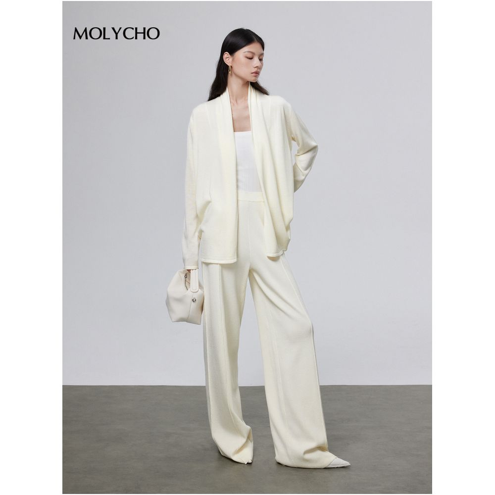 MOLYCHO early autumn lazy style knitted cardigan women s autumn outer sweater jacket medium long temperament loose top image 5