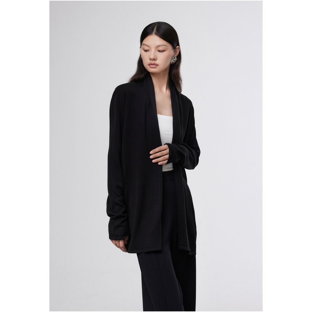 MOLYCHO early autumn lazy style knitted cardigan women s autumn outer sweater jacket medium long temperament loose top image 19