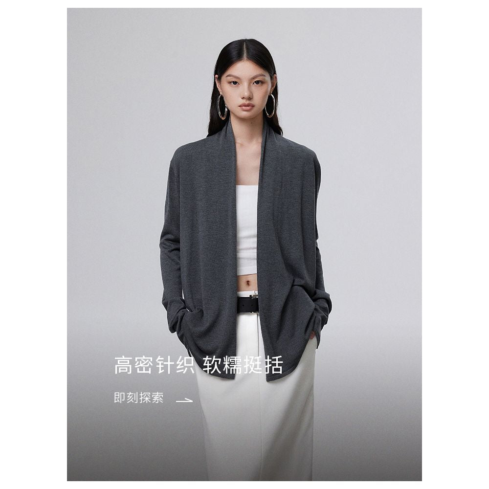 MOLYCHO early autumn lazy style knitted cardigan women s autumn outer sweater jacket medium long temperament loose top image 35