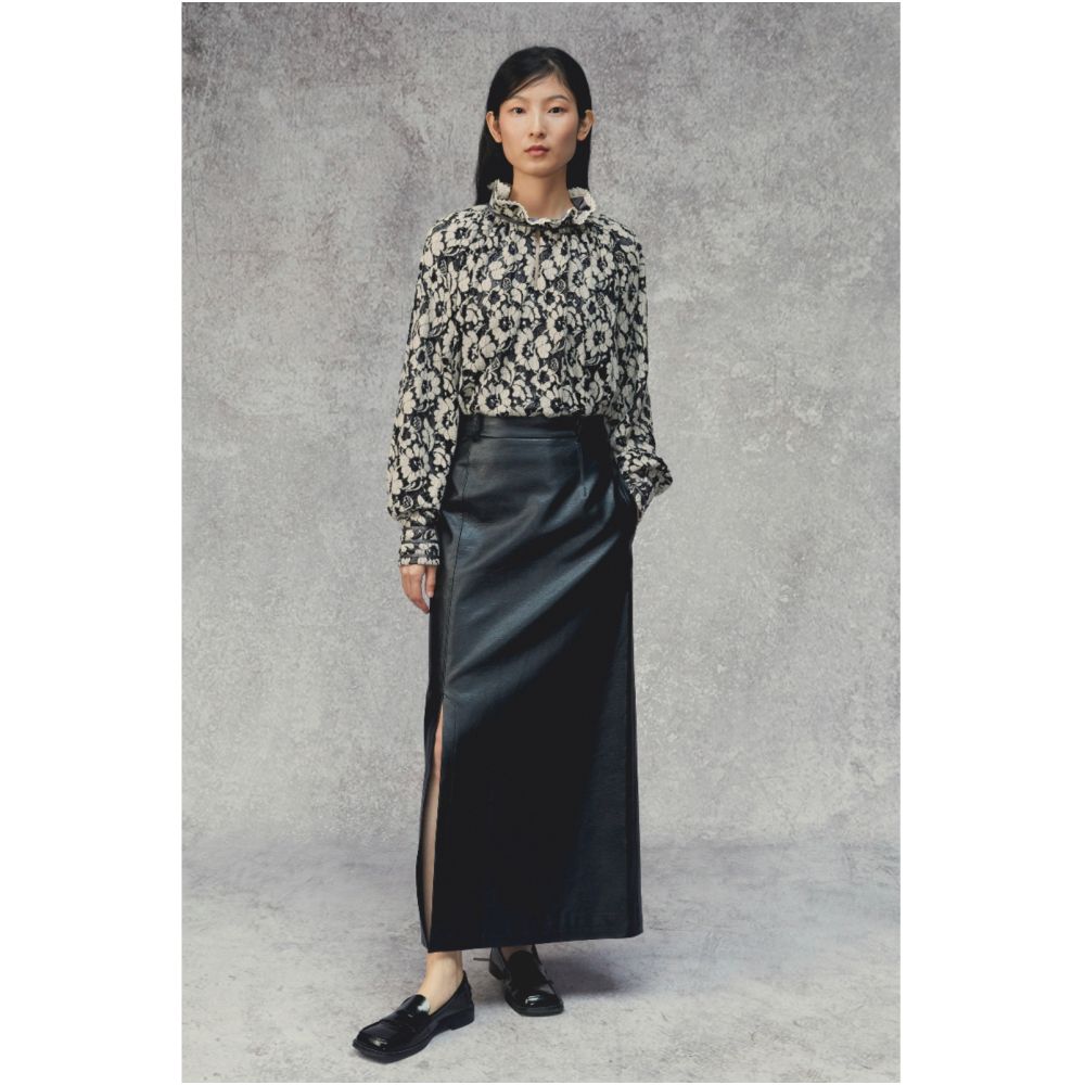 PaleBlueDot Blue Dot Original Design Gray Fur Lace Petal Pullover New Chinese Shirt image 5