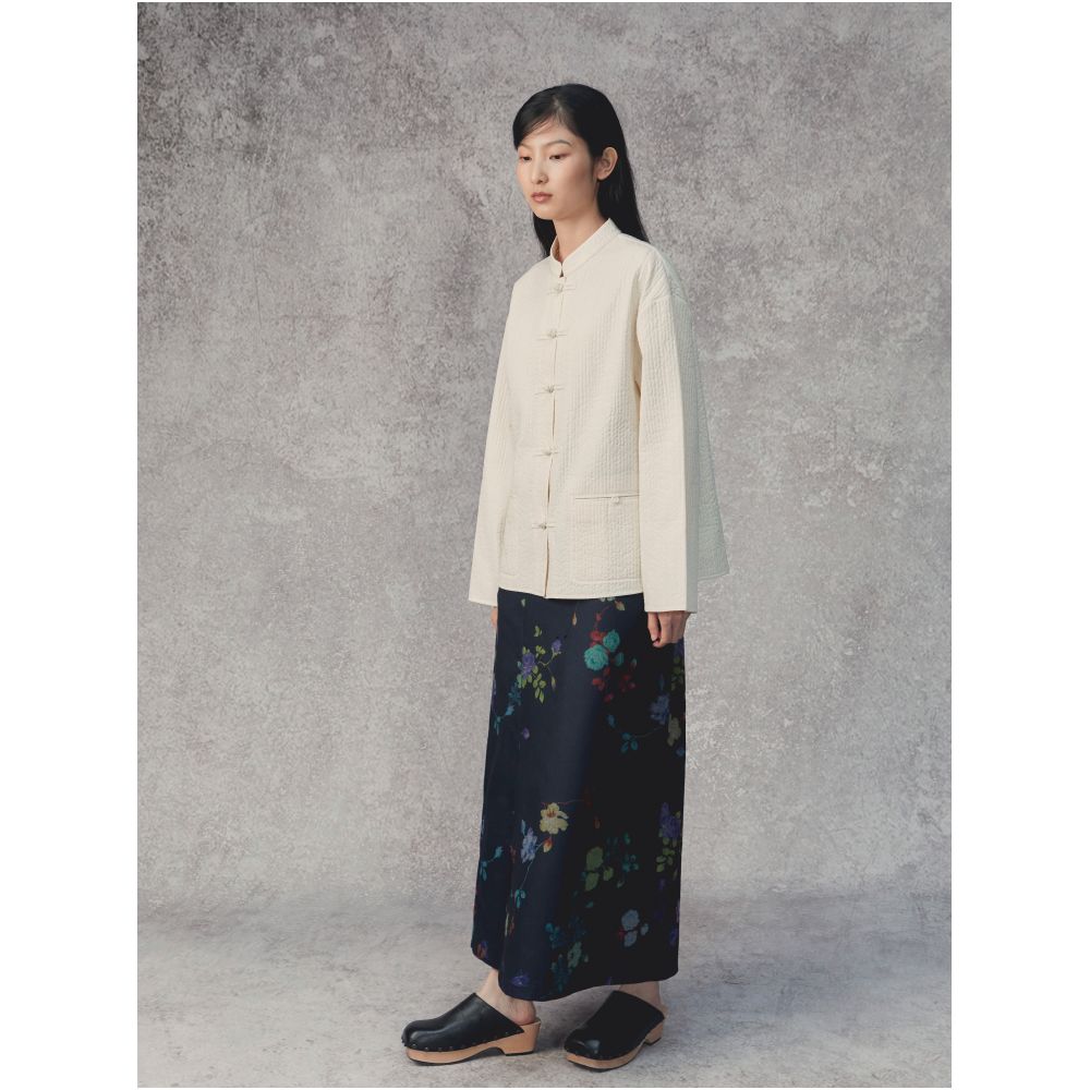 Asaya1365 - PaleBlueDot Blue Dot Original Design New Chinese V-neck Pattern Print Stacked Vest Vest and skirt
