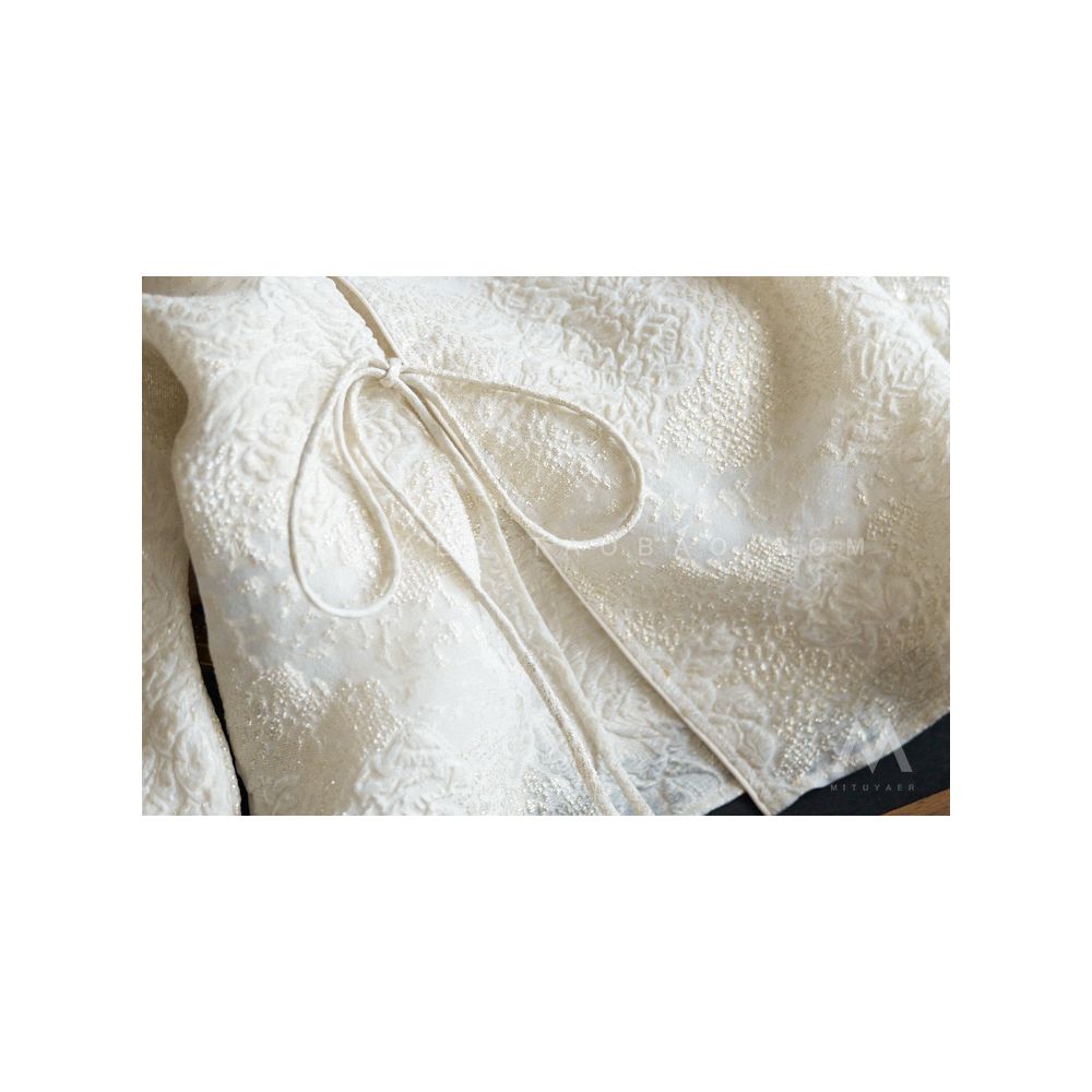Blooming flowers falling shadows luxurious beauty noble atmosphere heavy industry gold wire relief 3D three dimensional jacquard mulberry silk top jacket U0203 image 4