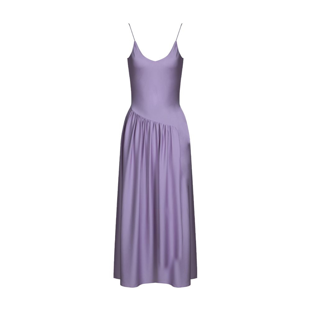 Asaya1321 - Summer Original Silk Double Joss Satin Pleated Large Swing V Neck Slim Suspender Dress Long Skirt