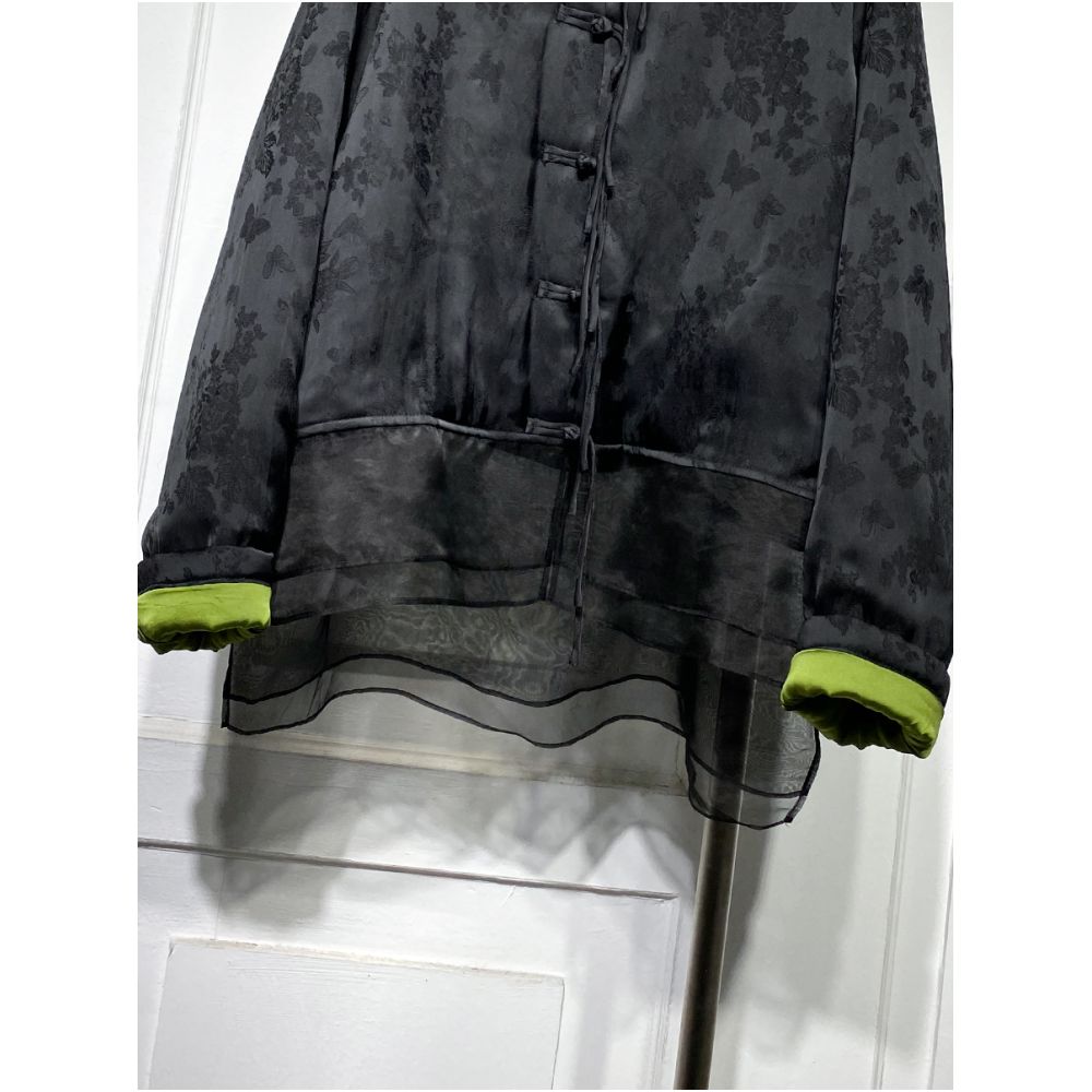 Fashionable Chinese style light luxury plate buckle satin thin cotton clothing for women 2022 autumn and winter new item versatile loose high end Chinese style cotton clothing image 5