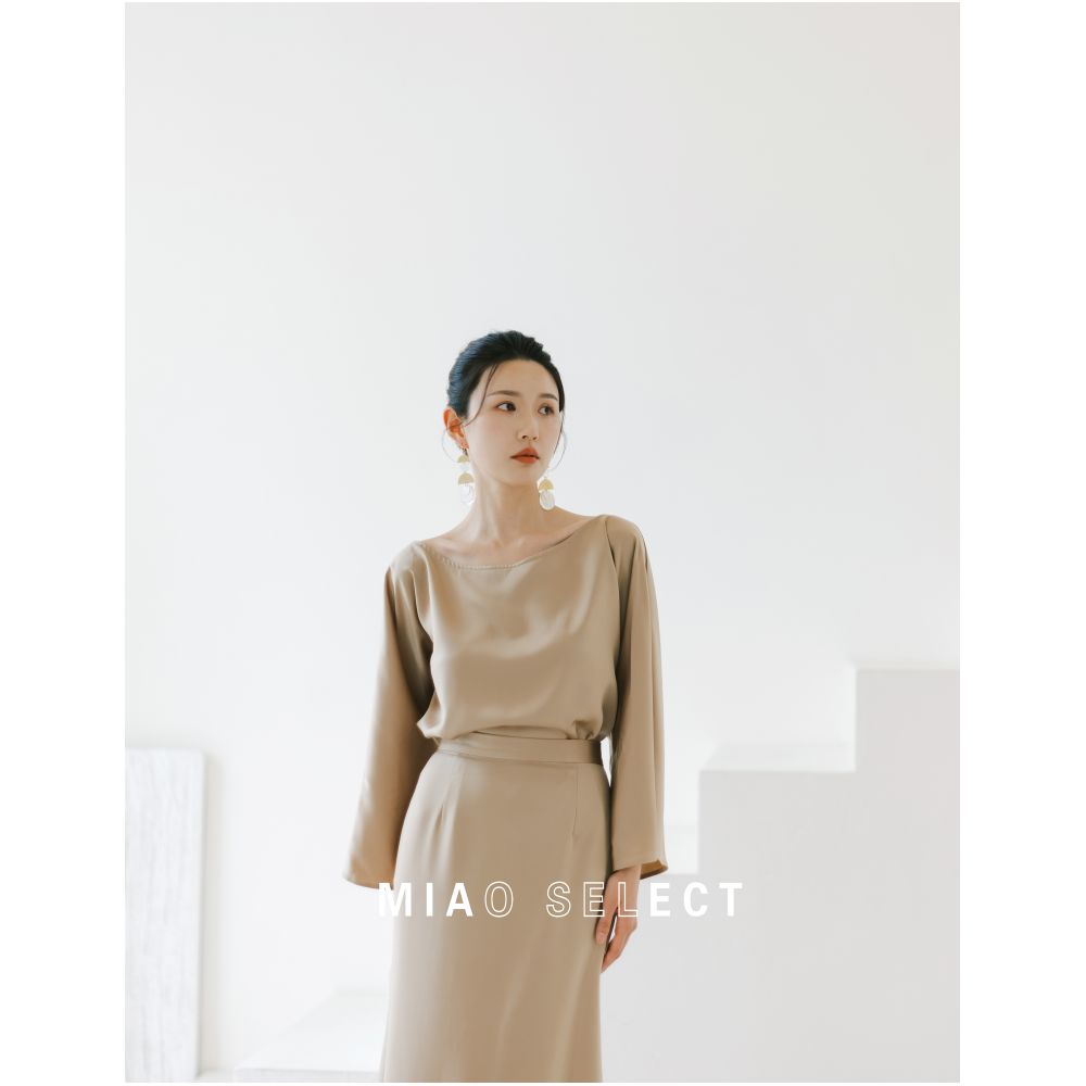 MiaoSelect u003cBean Lotus u003eFrench Style Elegant Skin friendly Satin Dress Bridal Morning Dress Bridesmaid Dress image 5