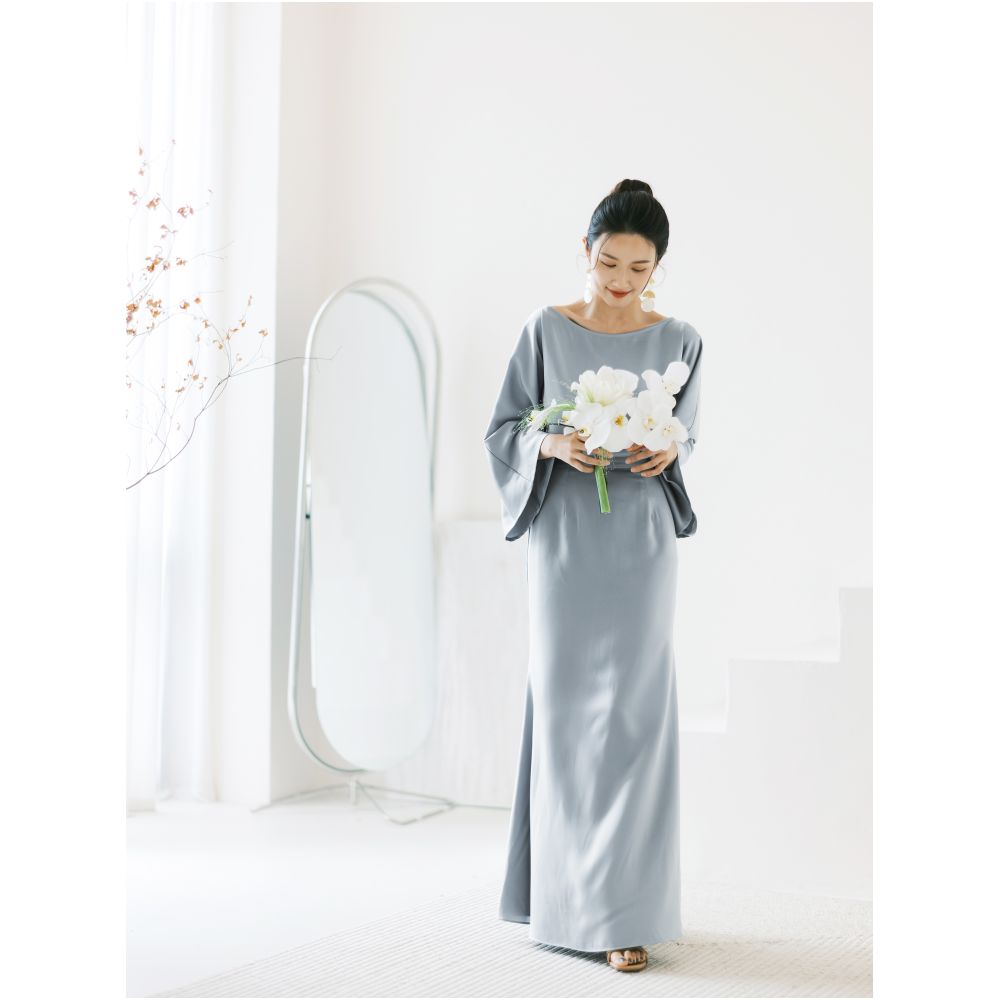MiaoSelect u003cBean Lotus u003eFrench Style Elegant Skin friendly Satin Dress Bridal Morning Dress Bridesmaid Dress image 23