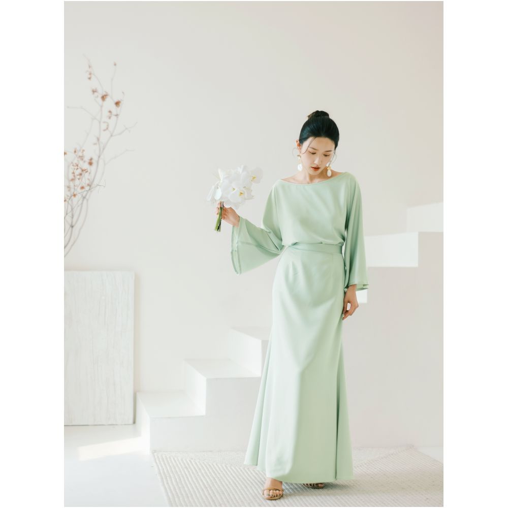 MiaoSelect u003cBean Lotus u003eFrench Style Elegant Skin friendly Satin Dress Bridal Morning Dress Bridesmaid Dress image 31