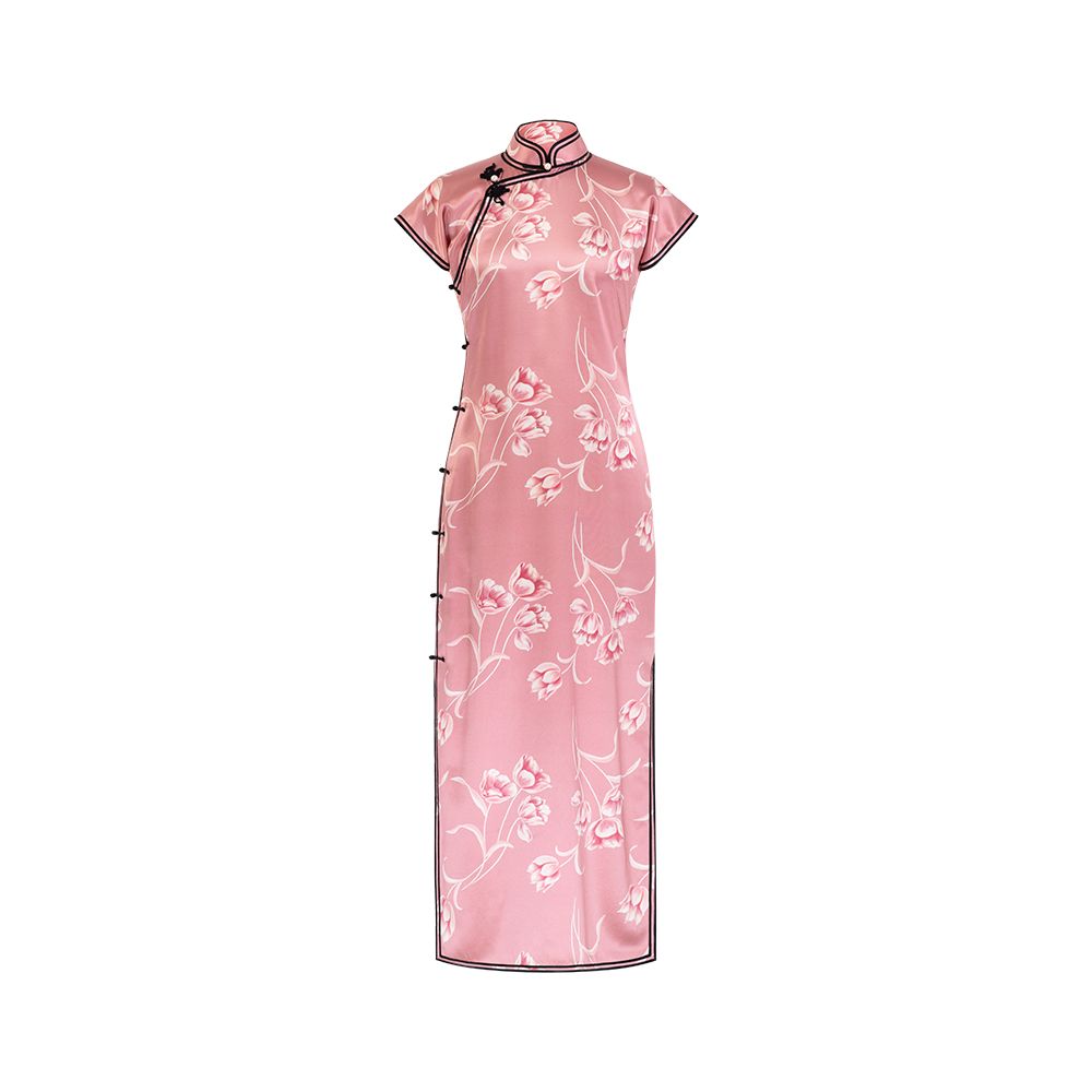 Yuxiang Qianmo One City Wind Fabric Summer style silk retro Republican style printed short sleeved full open cheongsam daily image 8