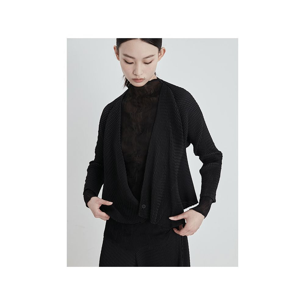Whitecube 2024 Spring B u0026V Green Retro Main Line Fish Scale Fold One Button Design Short Small Coat for Women image 8