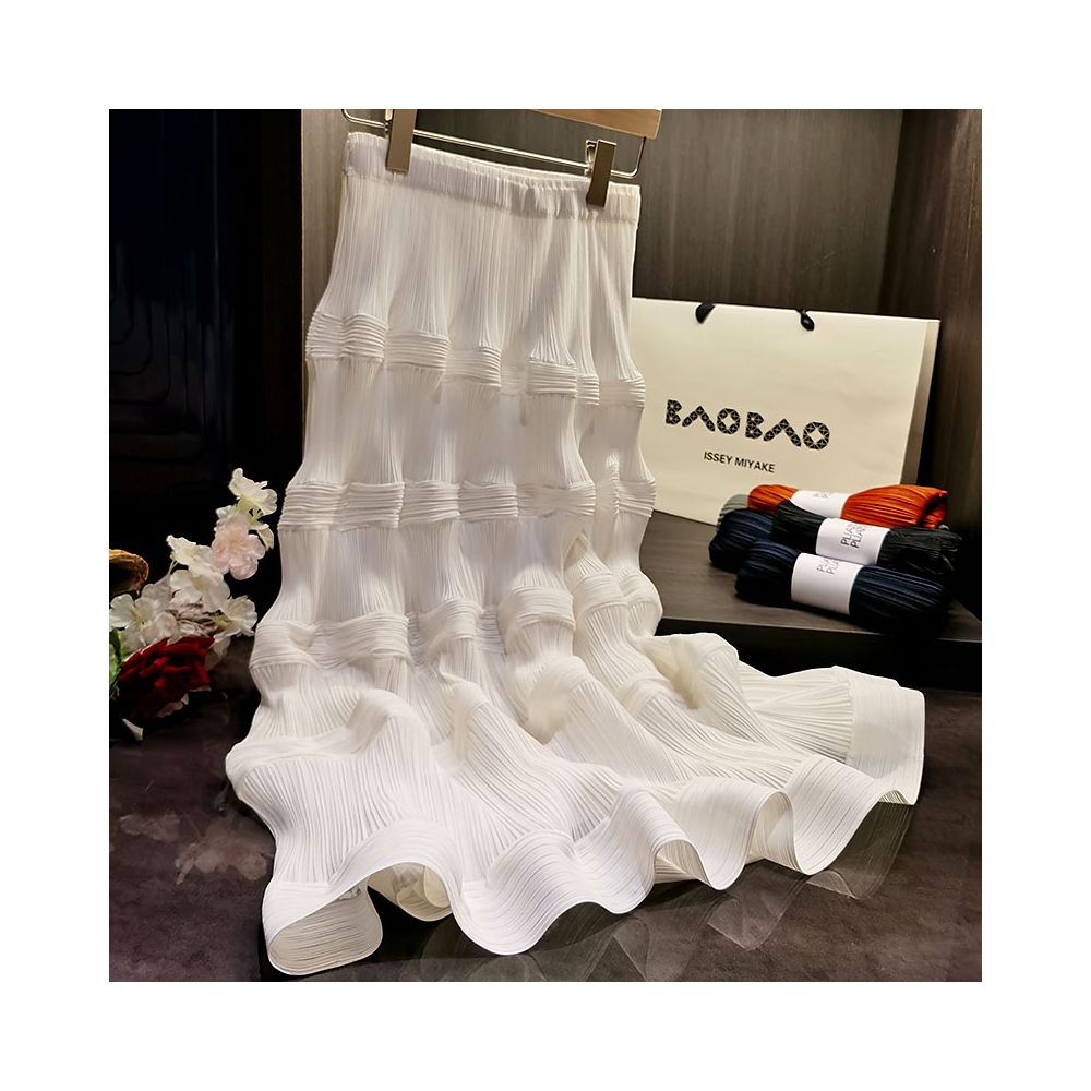 High end pleated commuting temperament versatile slimming and high waisted pleated skirt mid length pleated skirt and versatile pleated skirt image 1