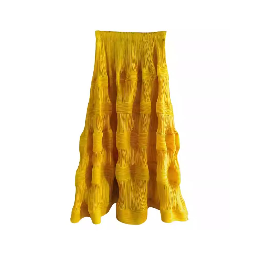 Asaya1216 - lotus leaf collar pleated shirt and pleated wave high waist skirt design