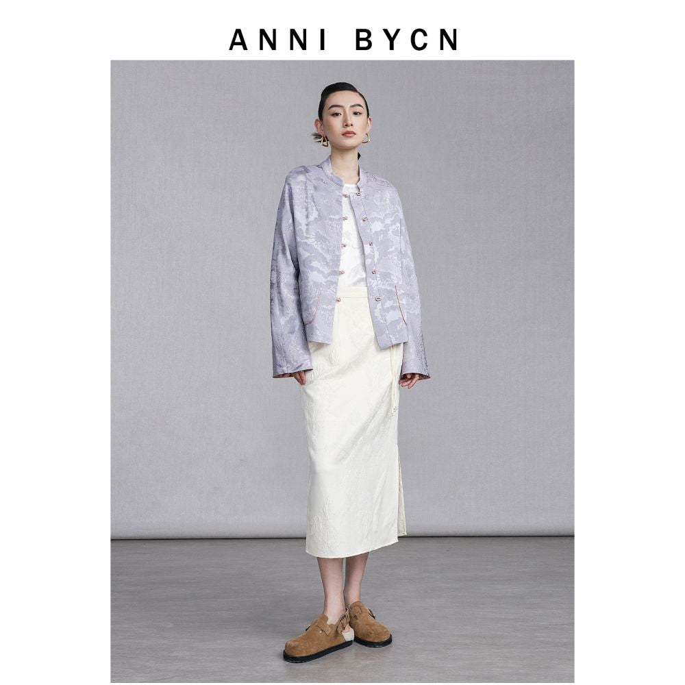 ANNIBYCN high end silk new Chinese style outerwear with feminine temperament buttoned jacquard small Tang style cardigan outerwear image 37