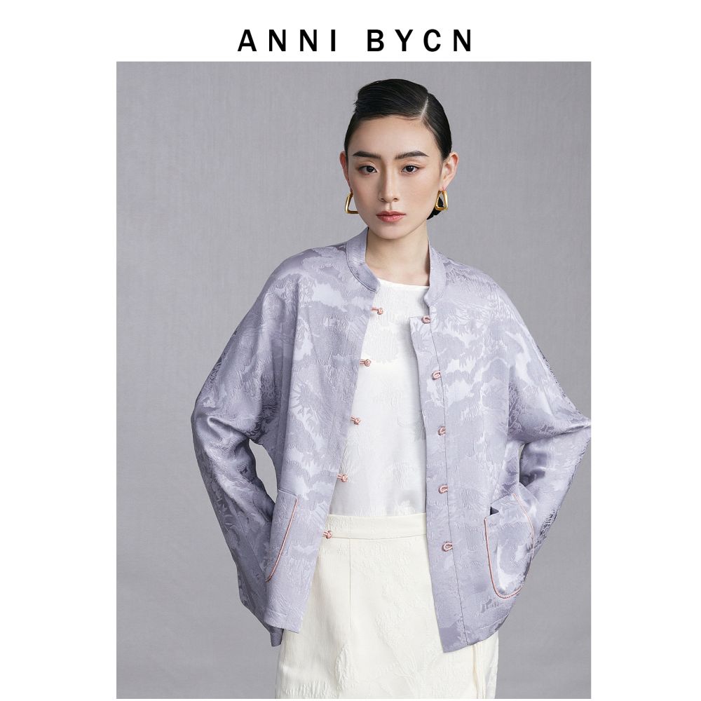 ANNIBYCN high end silk new Chinese style outerwear with feminine temperament buttoned jacquard small Tang style cardigan outerwear image 38