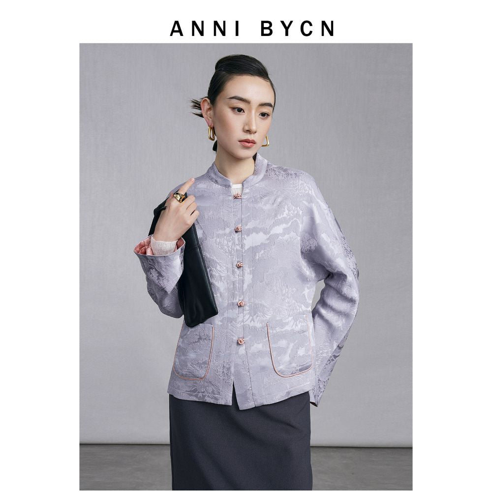 ANNIBYCN high end silk new Chinese style outerwear with feminine temperament buttoned jacquard small Tang style cardigan outerwear image 41