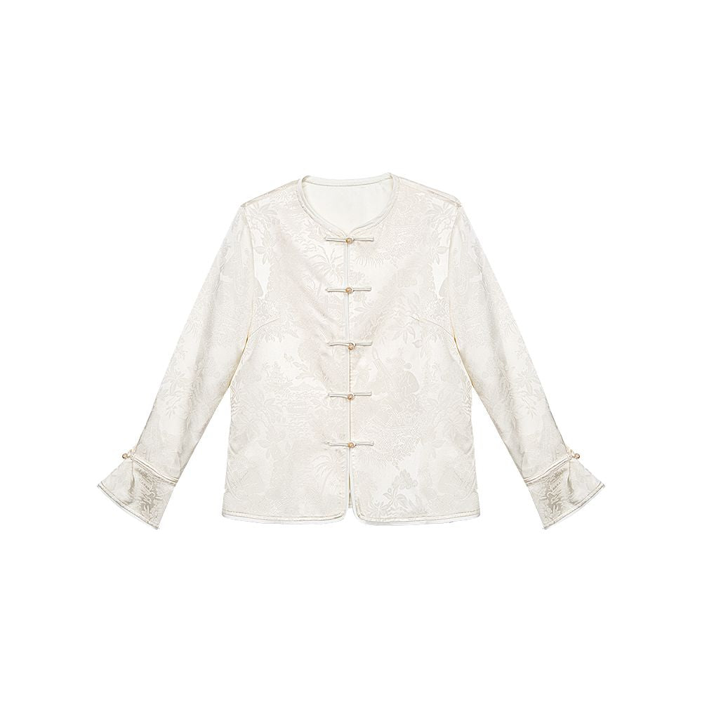 ANNIBYCN high end silk new Chinese style outerwear with feminine temperament buttoned jacquard small Tang style cardigan outerwear image 13