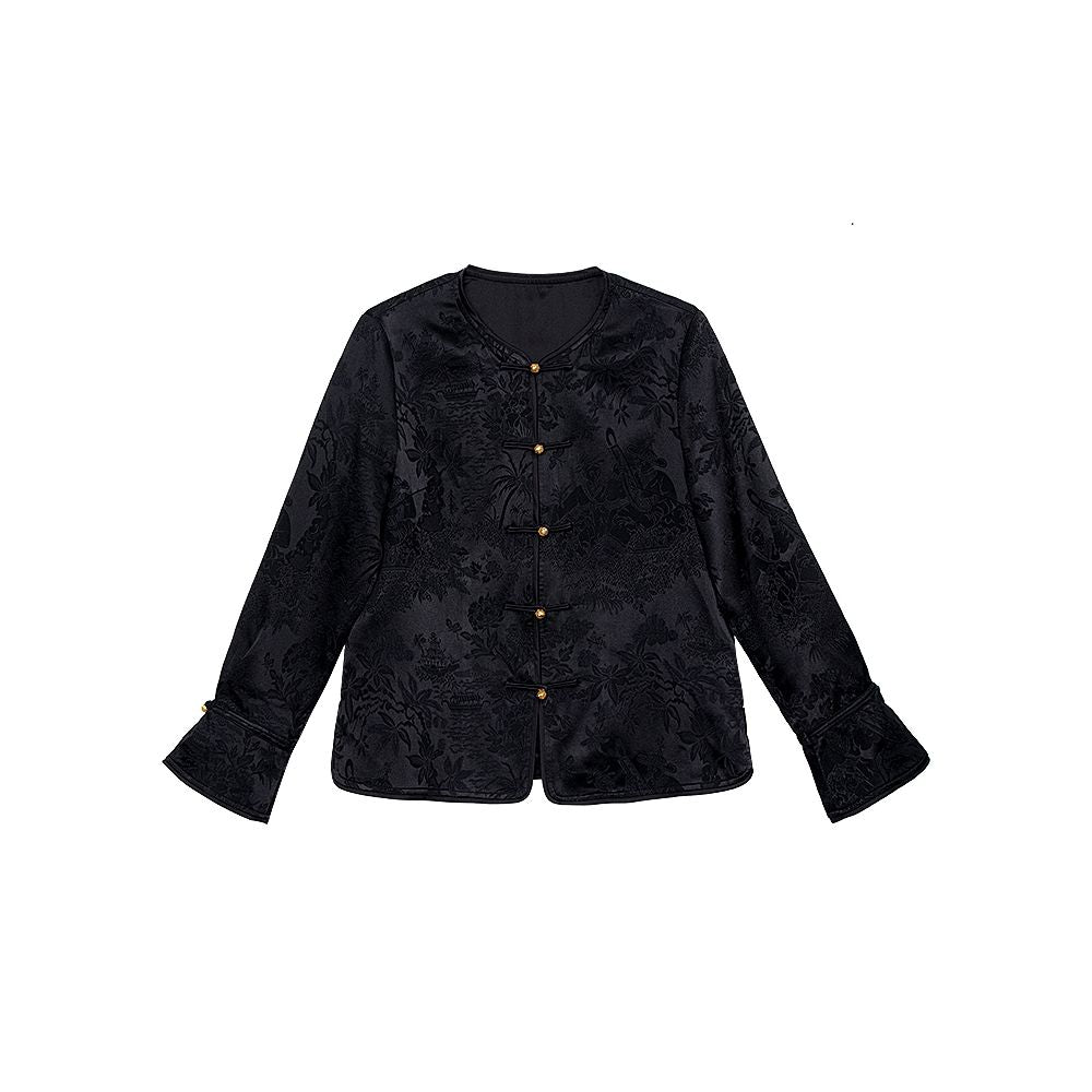 ANNIBYCN high end silk new Chinese style outerwear with feminine temperament buttoned jacquard small Tang style cardigan outerwear image 22