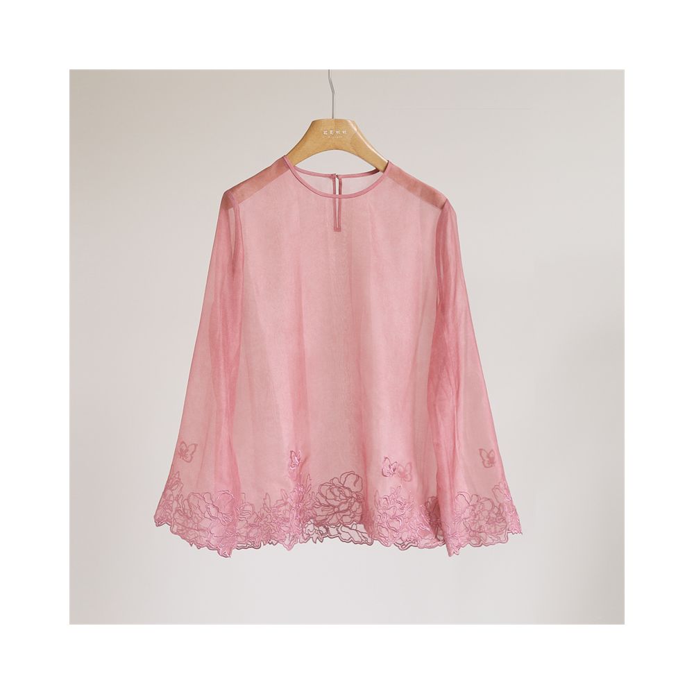 ASAYA4814 – Whispering Petal Sheer Blouse 🌸🦋