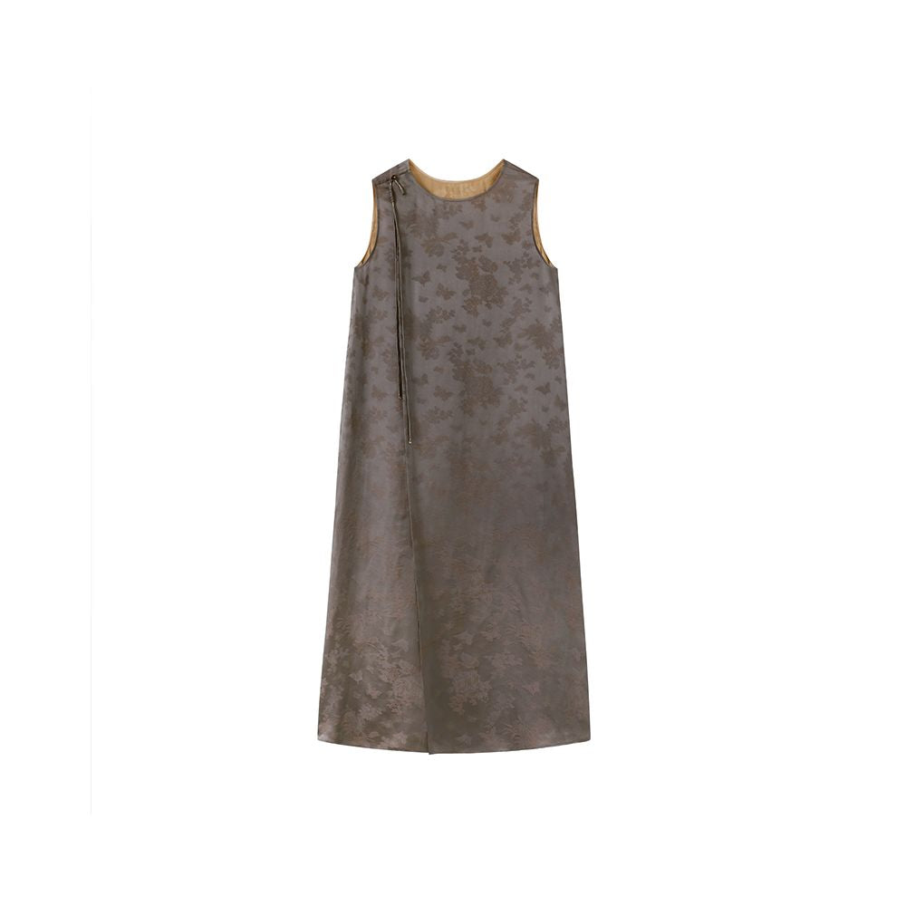 Ruyi Lianyun Silk Blended Diagonal Hemp Jacquard New Chinese Style Dress Women s National Style Su Pan Button Jade Button Long Dress image 11