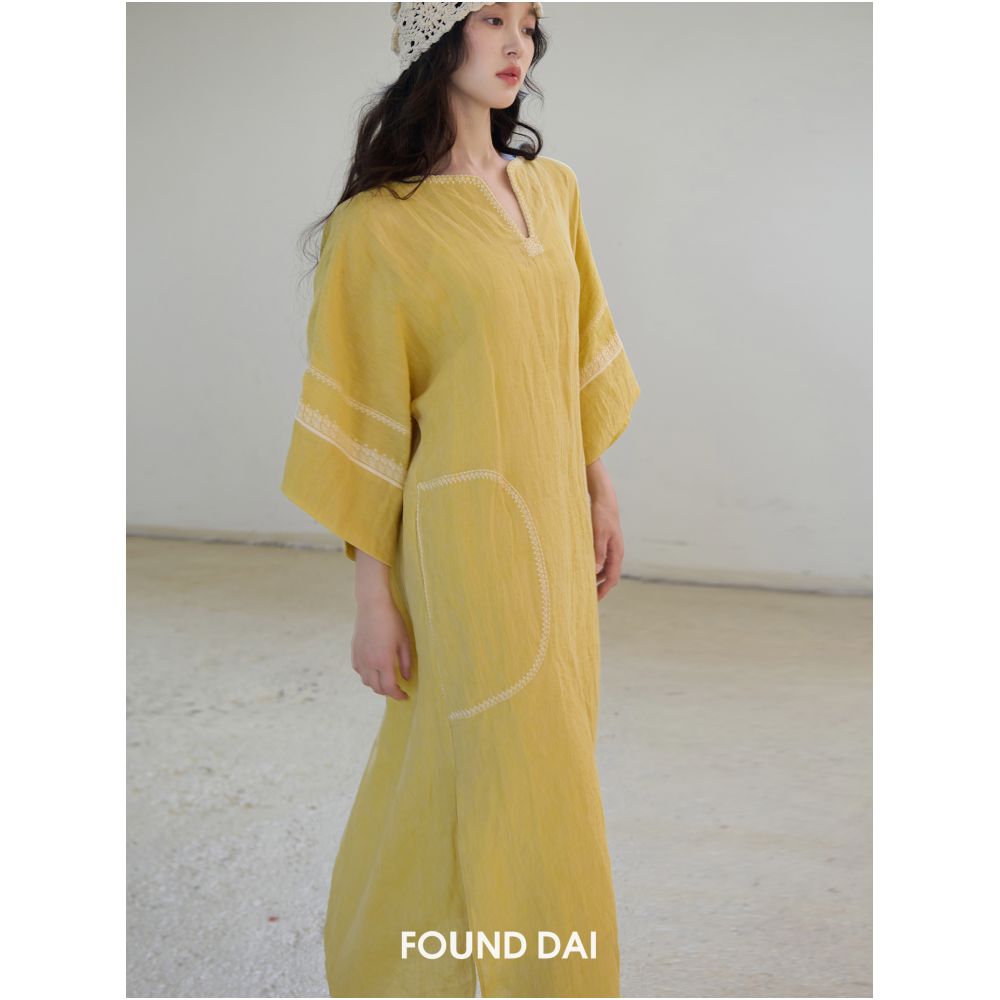 ASAYA4808 – Golden Breeze Kaftan Dress 🌼✨