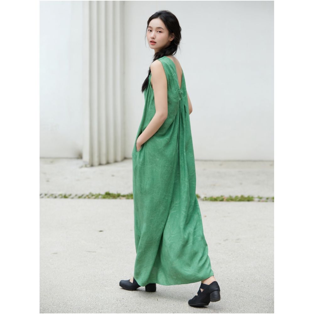 Bamboo jacquard drape fabric stir fried style vest style dress image 2