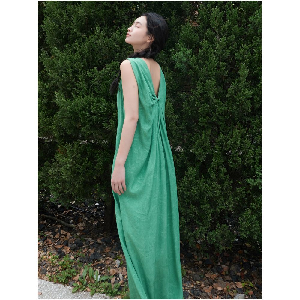 Bamboo jacquard drape fabric stir fried style vest style dress image 4