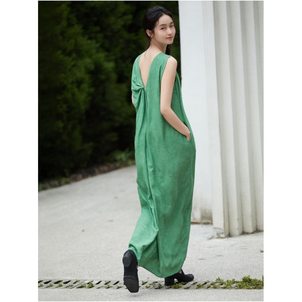 Bamboo jacquard drape fabric stir fried style vest style dress image 5
