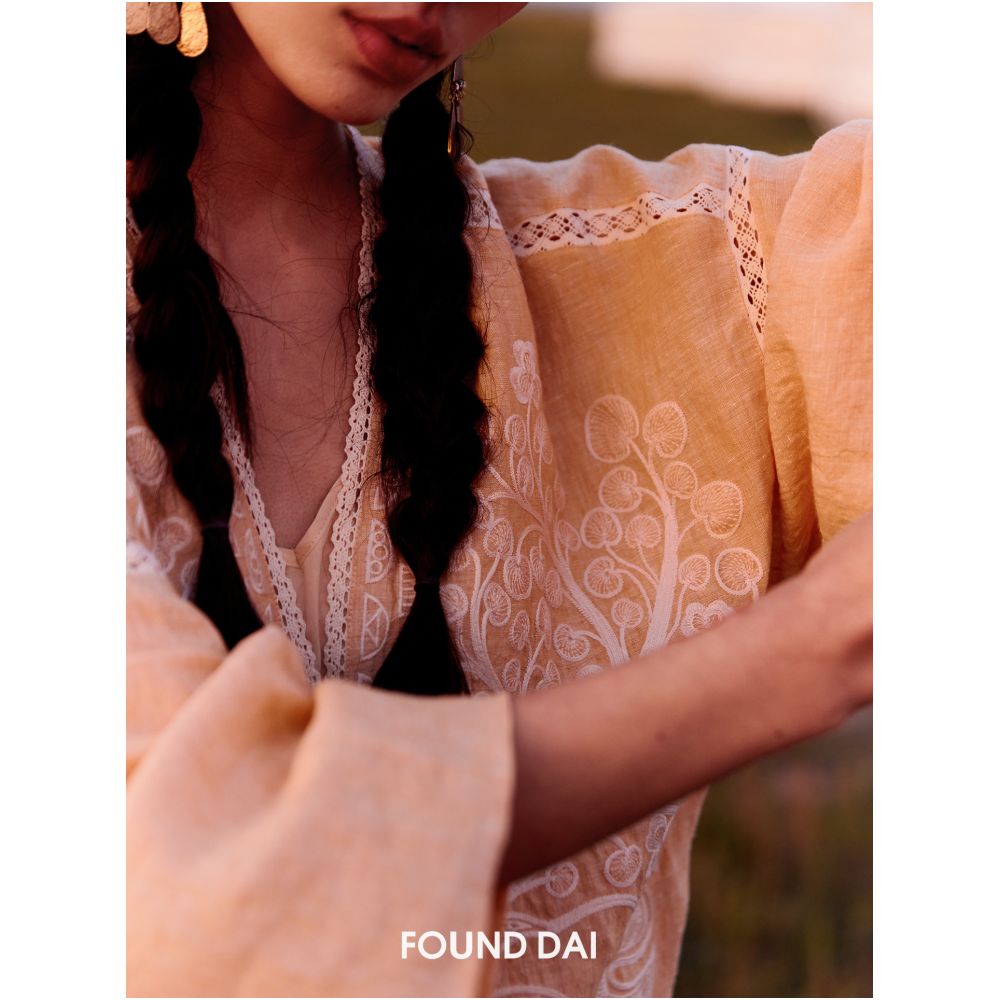 Lusheng banyan tree 100 linen Dong ethnic antique embroidery over 800000 stitches new Chinese style robe style dress image 4