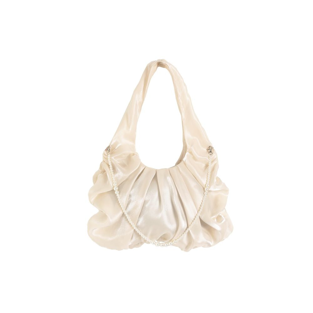 Lactose Studio Apricot Bright Silk Satin Fairy Cloud Bag Pearl Shoulder Strap Detachable Versatile Single Shoulder image 10