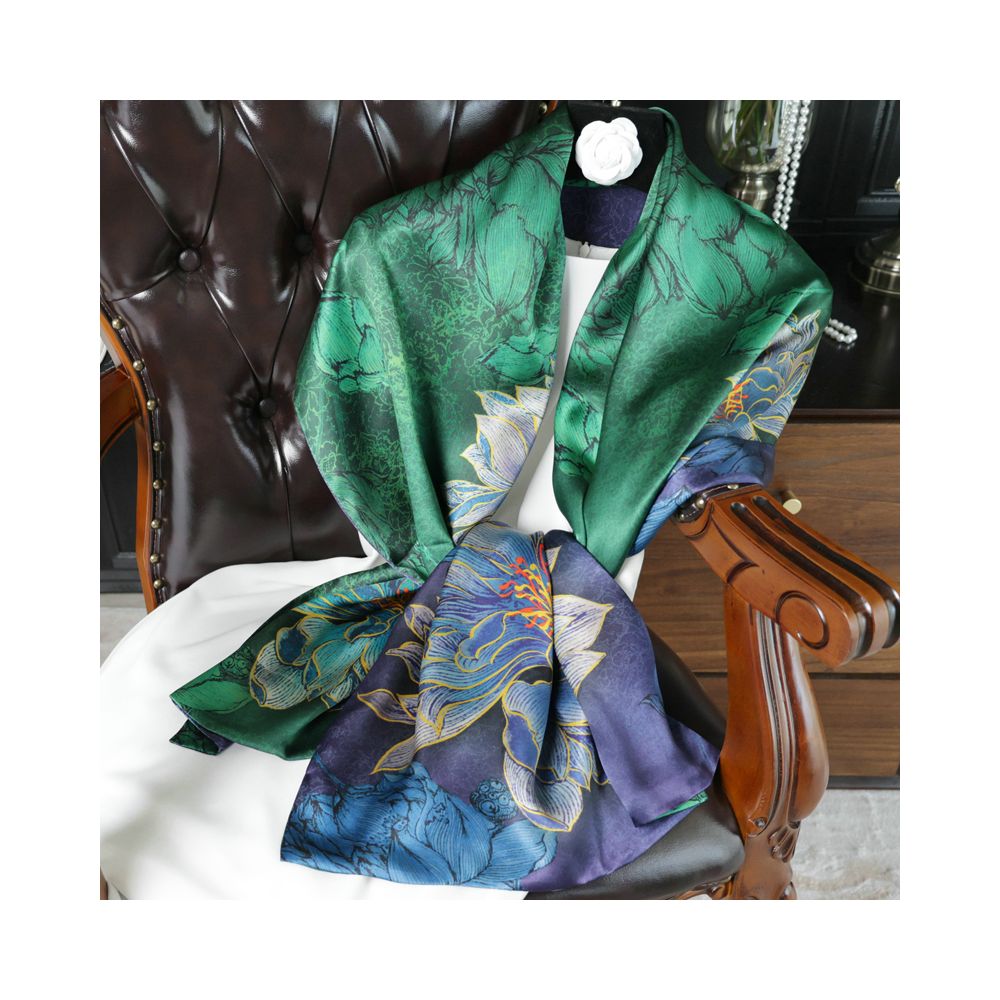 Double sided dual purpose silk buckle shawl scarf mulberry silk scarf qipao outfit mother s gift for mother and mother in law image 39