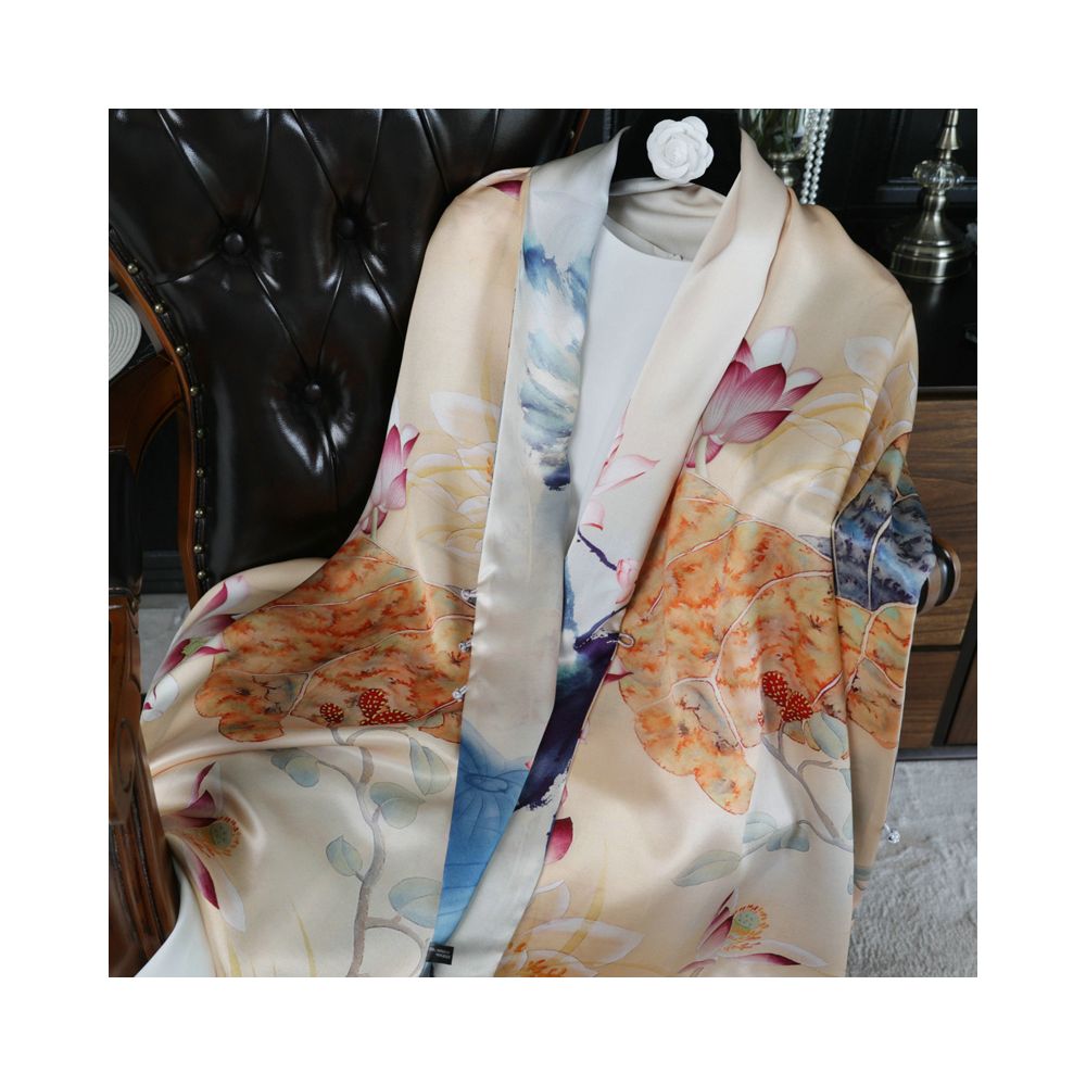 Double sided dual purpose silk buckle shawl scarf mulberry silk scarf qipao outfit mother s gift for mother and mother in law image 43