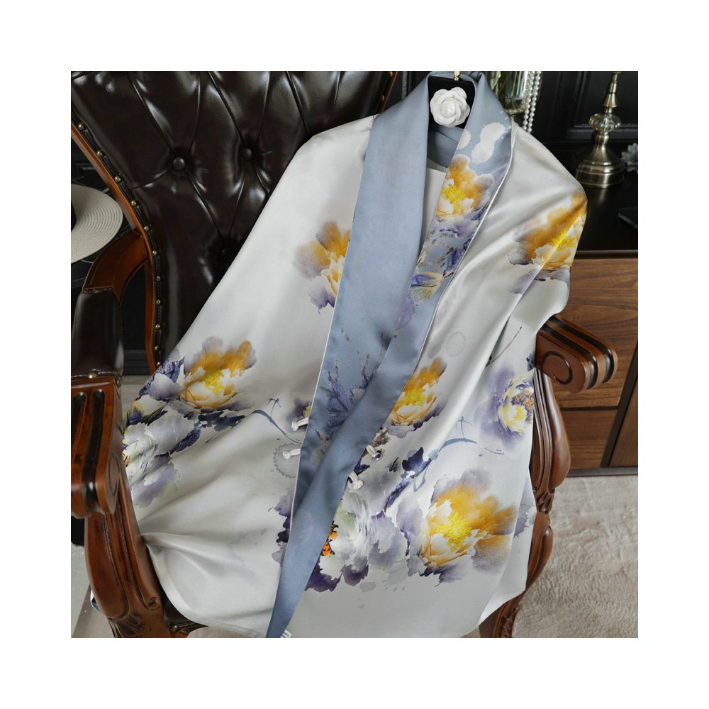 Double sided dual purpose silk buckle shawl scarf mulberry silk scarf qipao outfit mother s gift for mother and mother in law image 47