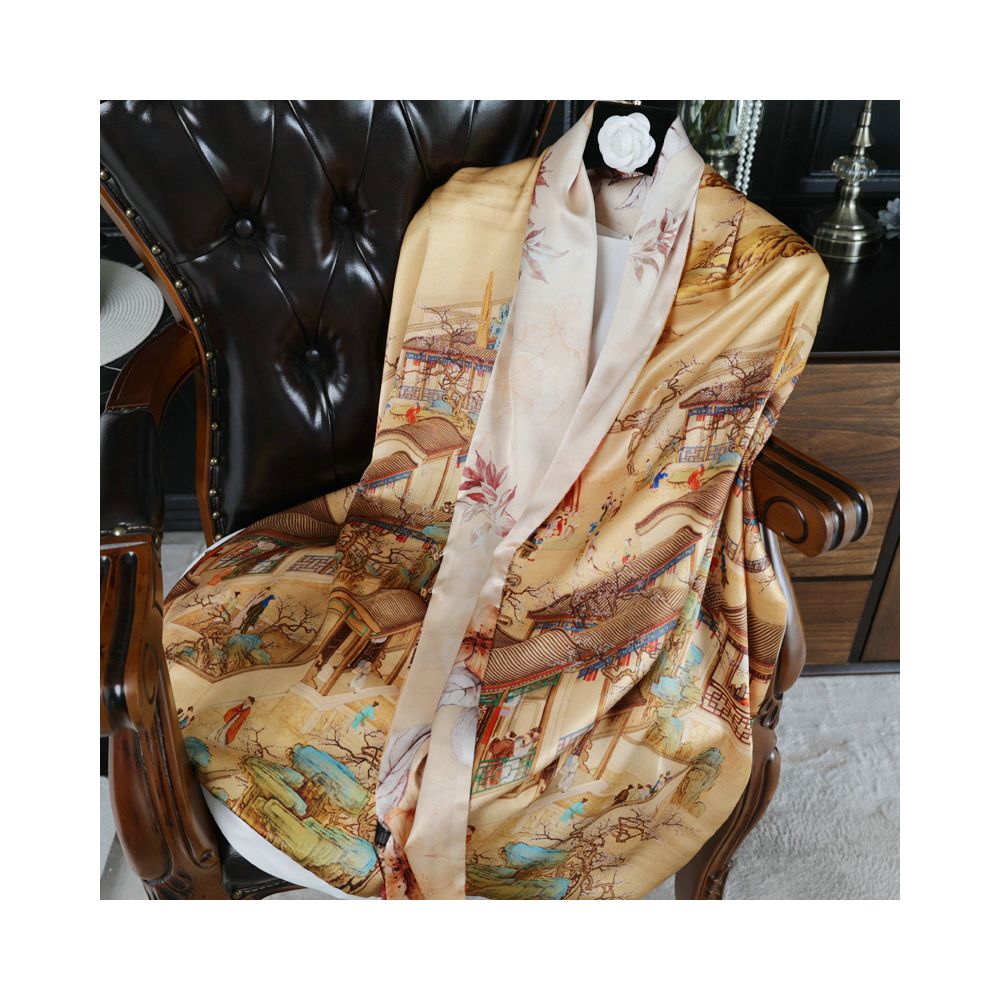 Double sided dual purpose silk buckle shawl scarf mulberry silk scarf qipao outfit mother s gift for mother and mother in law image 49