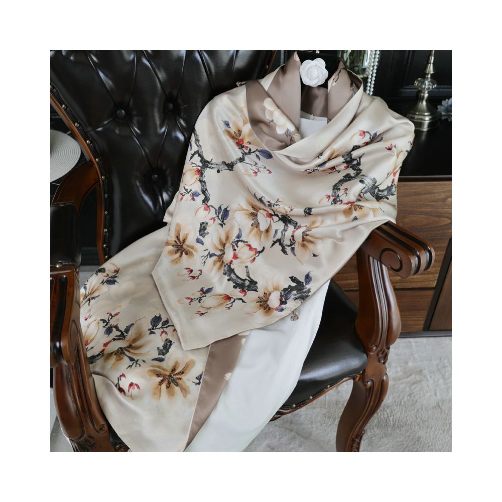Double sided dual purpose silk buckle shawl scarf mulberry silk scarf qipao outfit mother s gift for mother and mother in law image 53