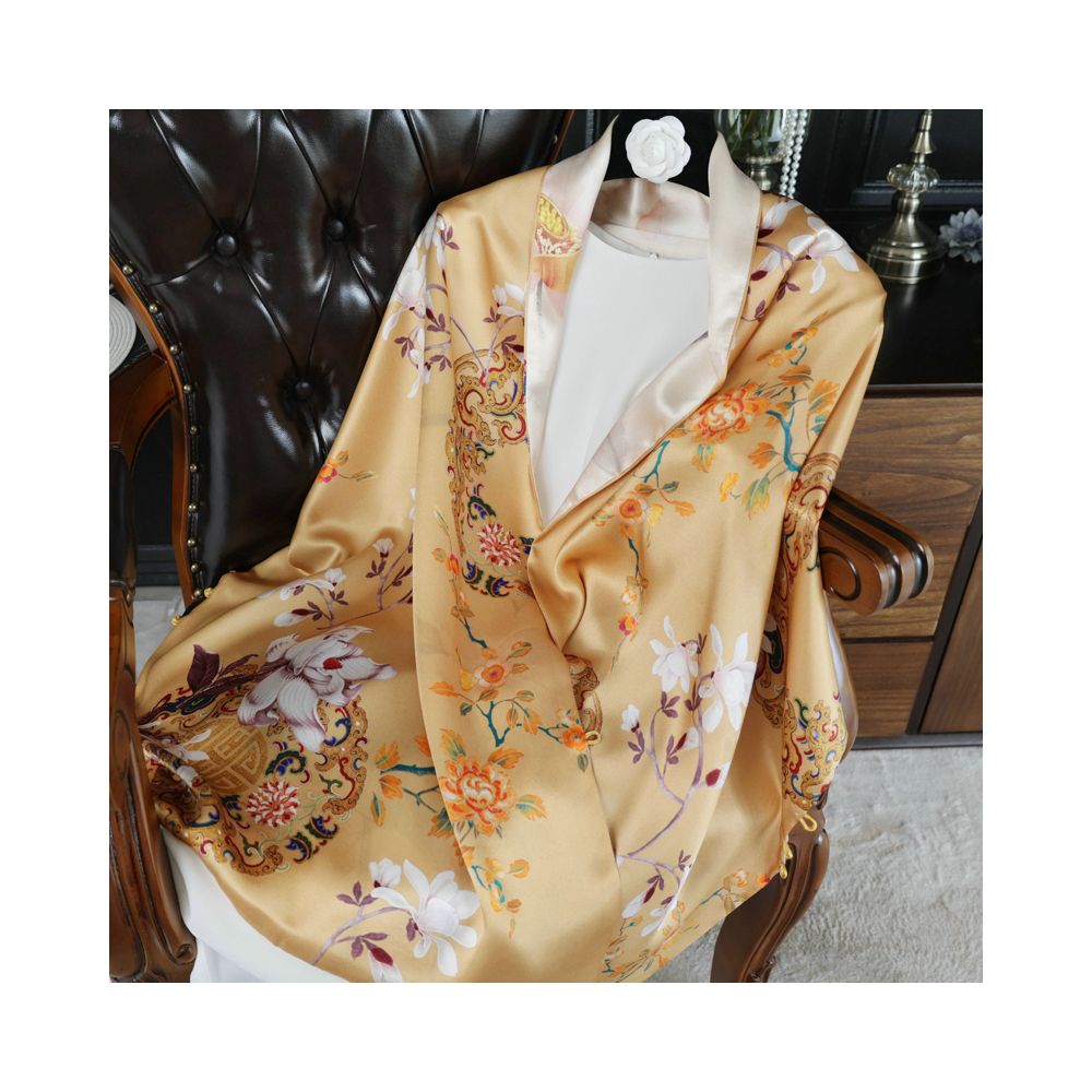 Double sided dual purpose silk buckle shawl scarf mulberry silk scarf qipao outfit mother s gift for mother and mother in law image 55