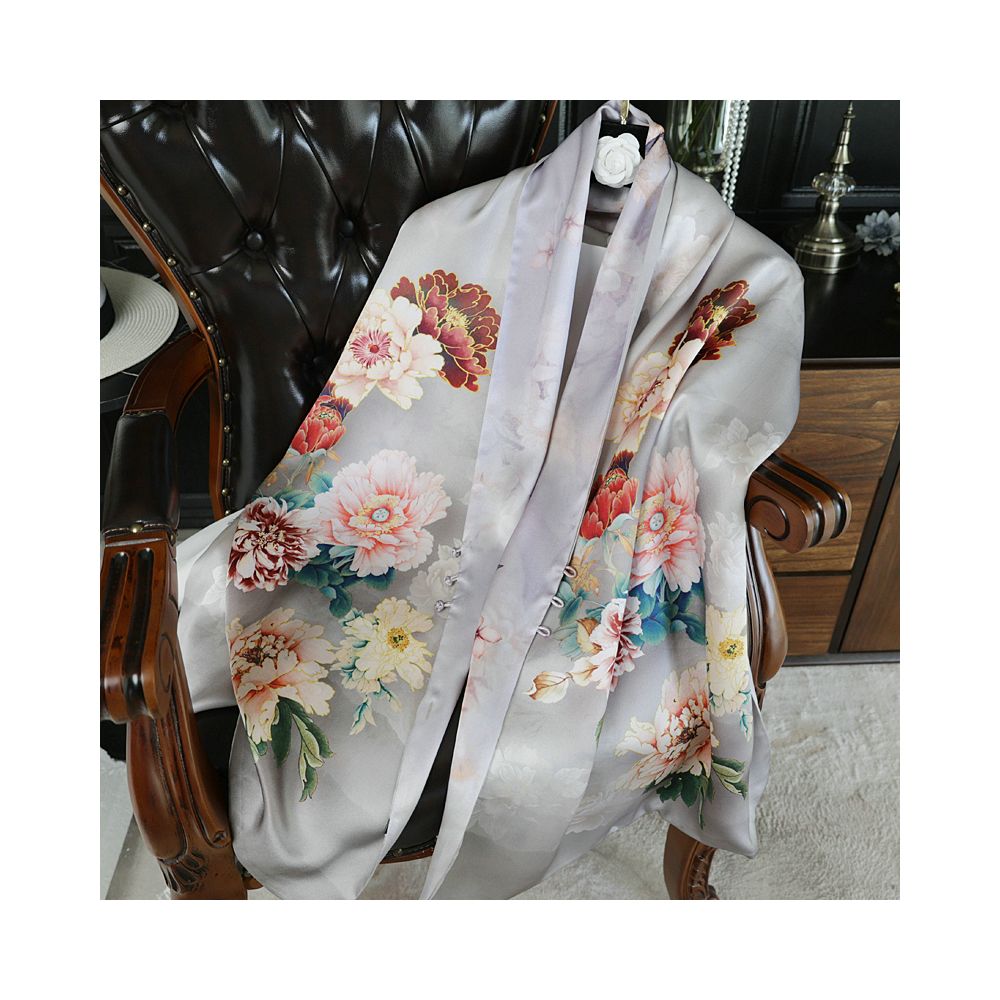 Double sided dual purpose silk buckle shawl scarf mulberry silk scarf qipao outfit mother s gift for mother and mother in law image 57
