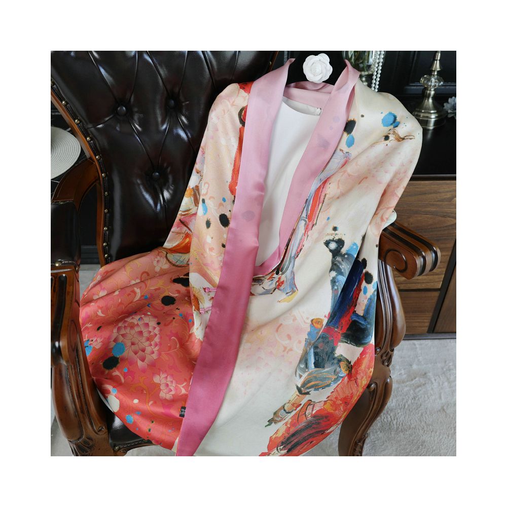 Double sided dual purpose silk buckle shawl scarf mulberry silk scarf qipao outfit mother s gift for mother and mother in law image 61