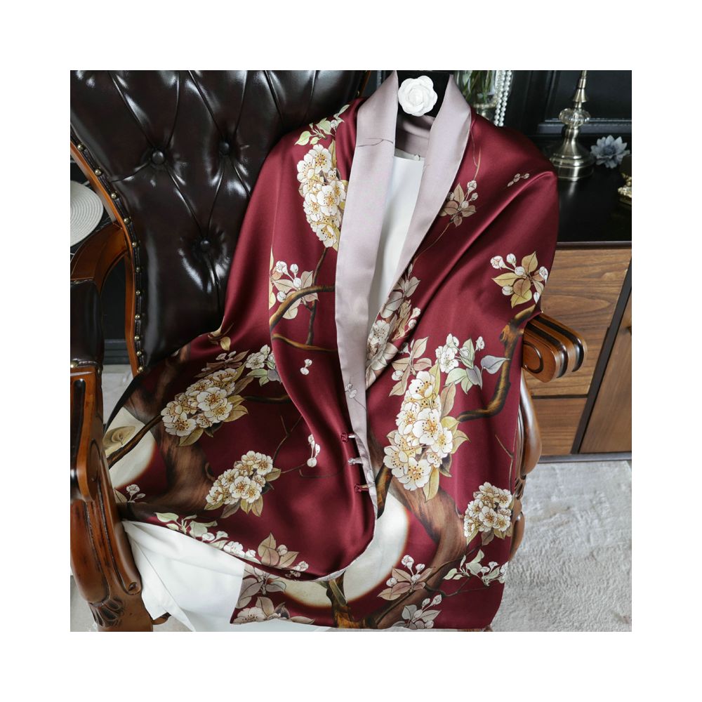Double sided dual purpose silk buckle shawl scarf mulberry silk scarf qipao outfit mother s gift for mother and mother in law image 69