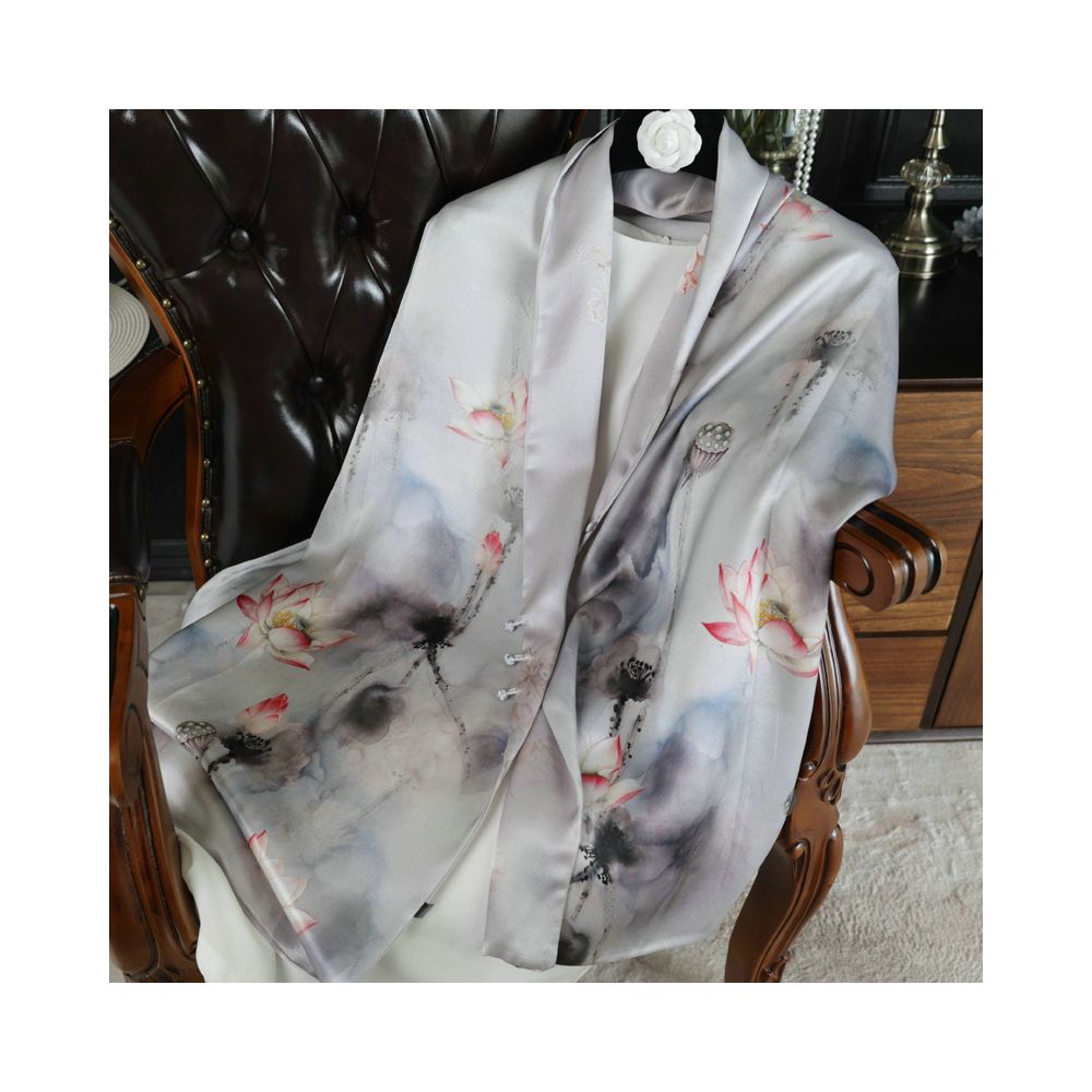 Double sided dual purpose silk buckle shawl scarf mulberry silk scarf qipao outfit mother s gift for mother and mother in law image 71