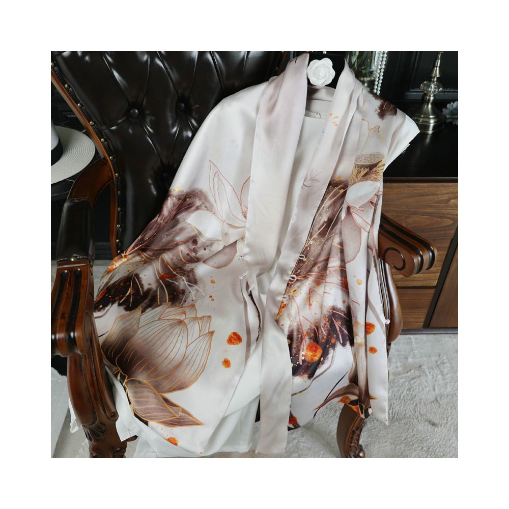 Double sided dual purpose silk buckle shawl scarf mulberry silk scarf qipao outfit mother s gift for mother and mother in law image 4