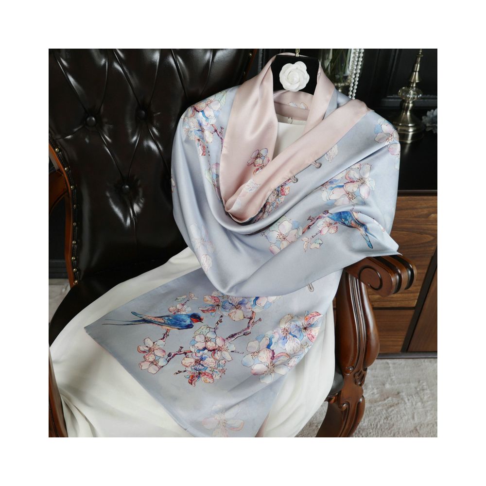 Double sided dual purpose silk buckle shawl scarf mulberry silk scarf qipao outfit mother s gift for mother and mother in law image 12