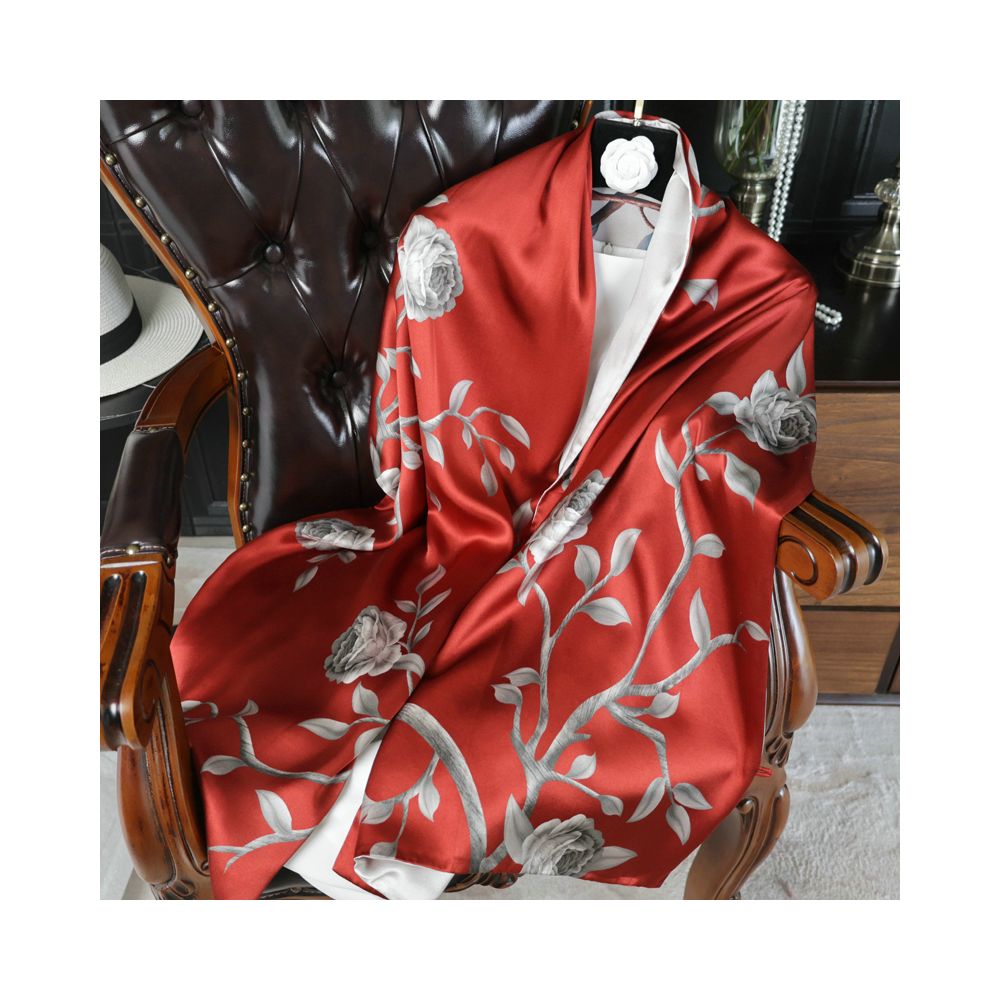 Double sided dual purpose silk buckle shawl scarf mulberry silk scarf qipao outfit mother s gift for mother and mother in law image 18
