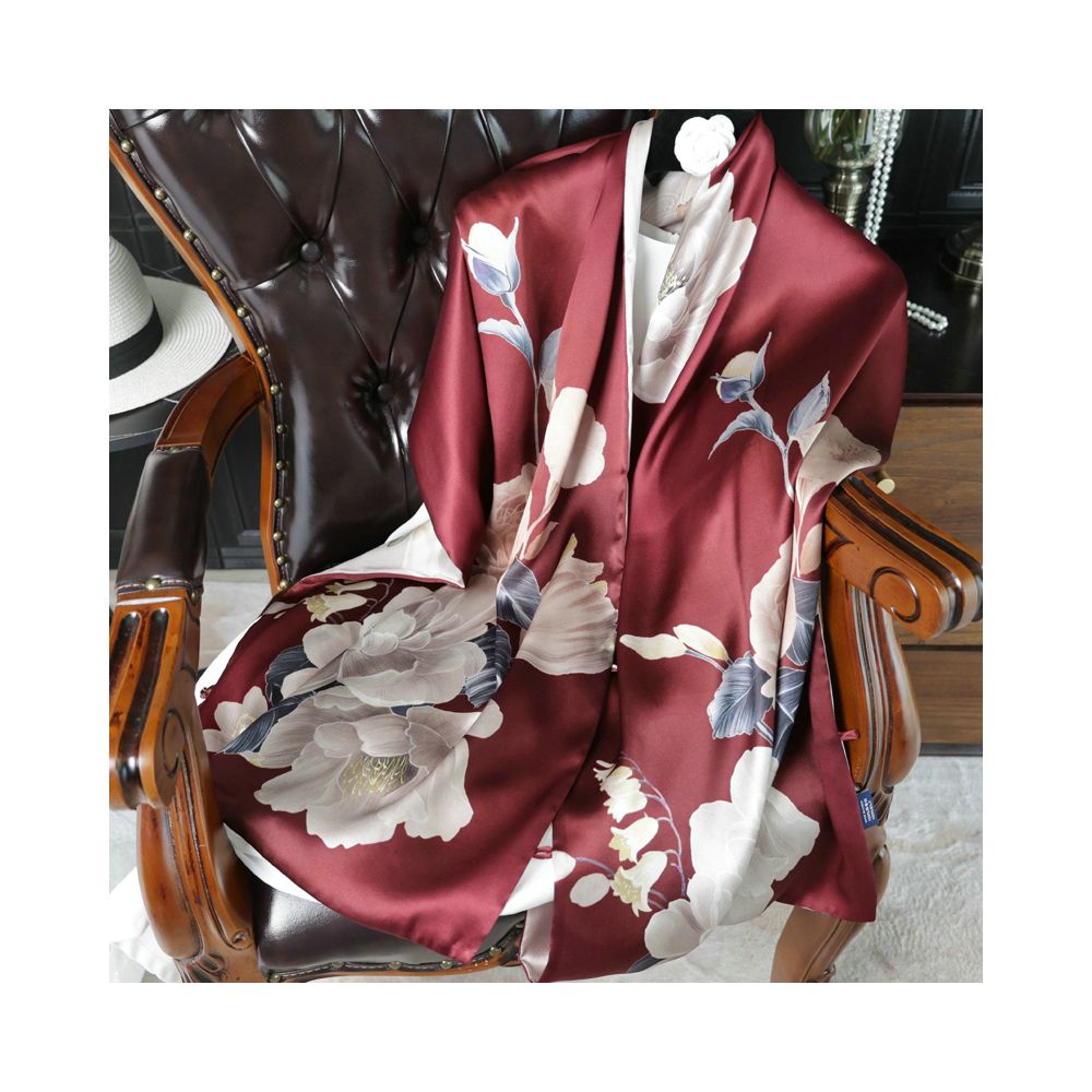 ASAYA4826 – Imperial Blossom Silk Scarf 🌸✨