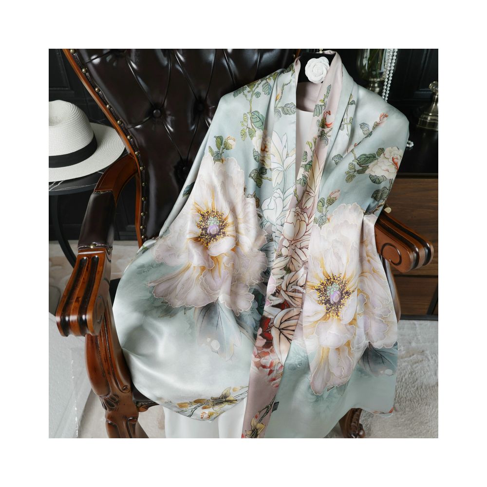 Double sided dual purpose silk buckle shawl scarf mulberry silk scarf qipao outfit mother s gift for mother and mother in law image 28