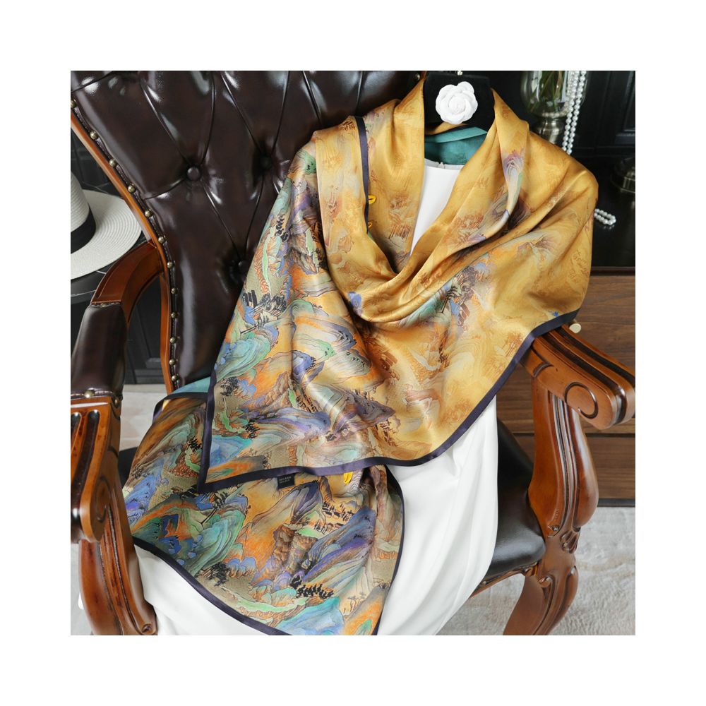 Double sided dual purpose silk buckle shawl scarf mulberry silk scarf qipao outfit mother s gift for mother and mother in law image 32