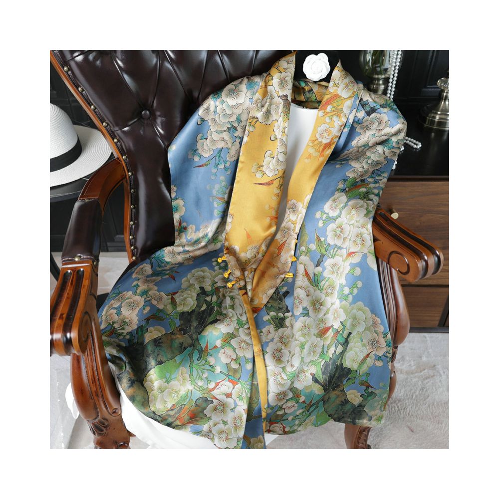 Double sided dual purpose silk buckle shawl scarf mulberry silk scarf qipao outfit mother s gift for mother and mother in law image 34