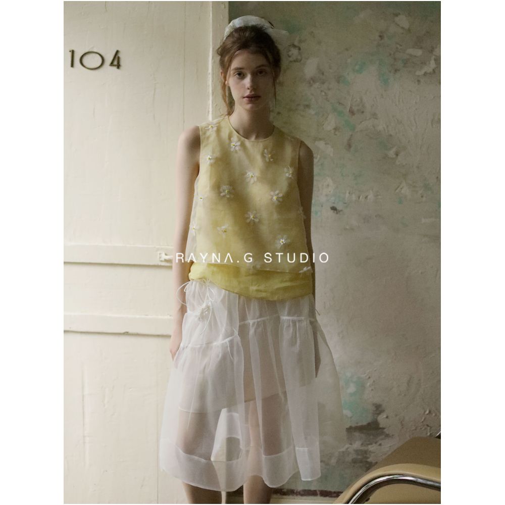 Rayna g Rayna Ji Handmade Beaded Exquisite Daisy Ramie Vest Women s 2025 Summer New Fashion image 4