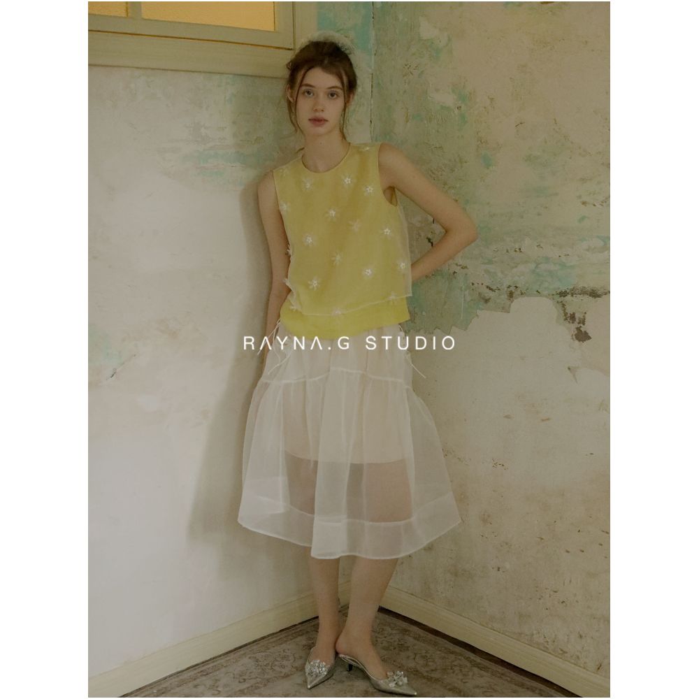 Rayna g Rayna Ji Handmade Beaded Exquisite Daisy Ramie Vest Women s 2025 Summer New Fashion image 5