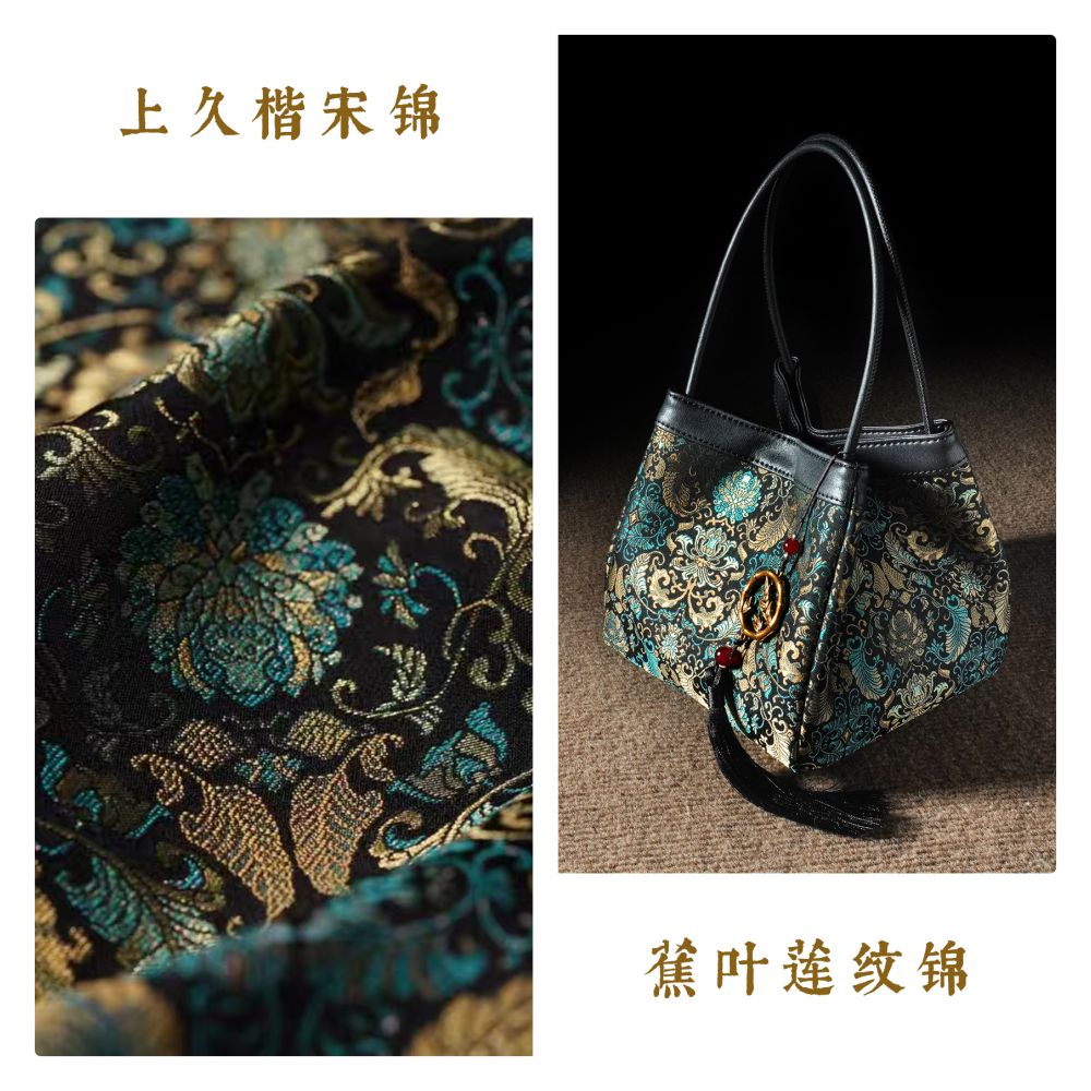 New Chinese style Chinese style handbag fragrant cloud yarn handbag small square handbag with cheongsam handbag mulberry silk women s small handbag image 35